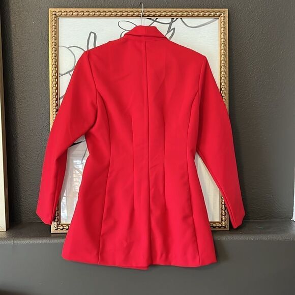 Vintage Red Double Breasted Blazer w/ Red Buttons Women's Size 6 Medium - Picture 4 of 4